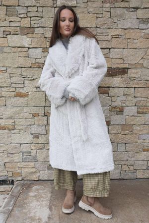 Verbier Premium Faux Fur Coat Grey Mist